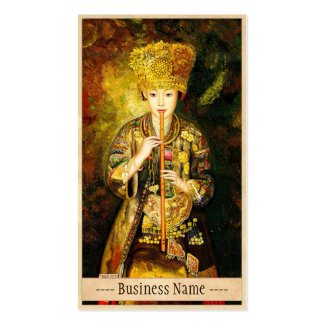Zhangbo Hmong Culture Girl is Piping chinese lady Business Card Templates
