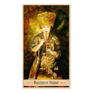 Zhangbo Hmong Culture Girl is Piping chinese lady Business Card Templates