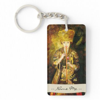 Zhangbo Hmong Culture Girl is Piping chinese lady Rectangular Acrylic Keychains