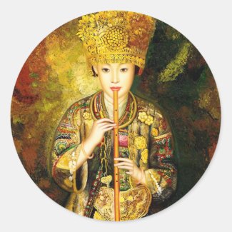 Zhangbo Hmong Culture Girl is Piping chinese lady Stickers