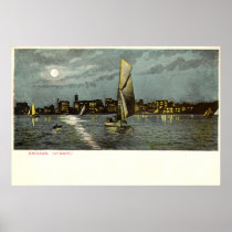 ZHR0029 1906 Vintage Chicago at Night Posters
