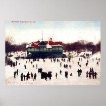 ZHR0030 1908 Vintage Skating at Lincoln Park, Chic Print