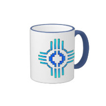 Zia Sun Sign Blue Mugs