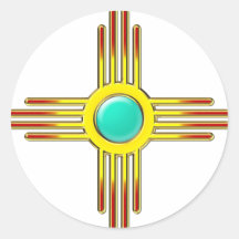 Zia sun - Zia Pueblo - strength symbol Round Stickers