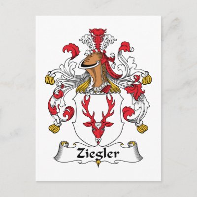 Ziegler Family Crest Postcard. Ziegler Coat of Arms 