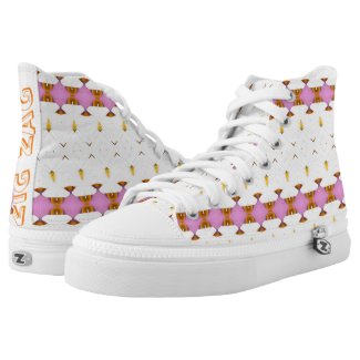 zig zag art hightops customize the text printed shoes