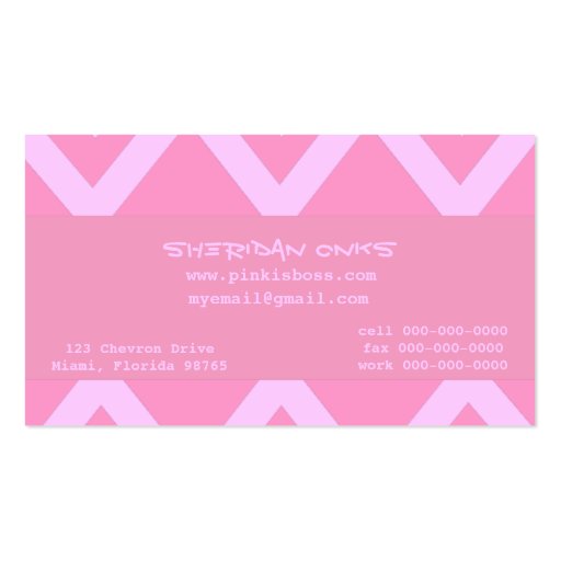 Zig Zag Pink Business Card Template (back side)