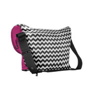 ZigZag Black White & Pink Monogram Messenger rickshawmessengerbag