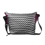 ZigZag Black White & Pink Monogram Messenger rickshawmessengerbag