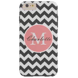 ZigZag Chevron Chic Monogrammed Pink Grey Pattern Tough iPhone 6 Case