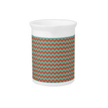 Zigzag Chevron del rojo cereza y de la verde menta Jarras