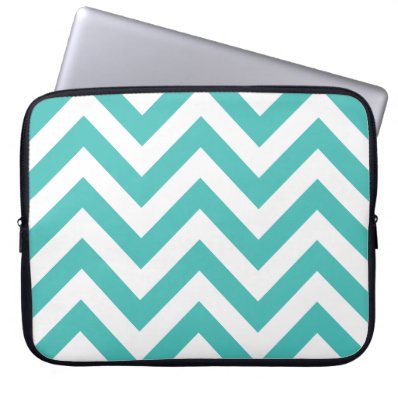 Zigzag Chevron Pattern in light blue Laptop Computer Sleeves