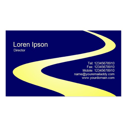 ZigZag Path - Shades of Yellow on Dark Blue Business Card (back side)