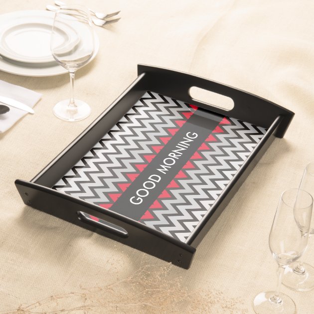 ZIGZAG pattern - black white grey + your idea Serving Tray