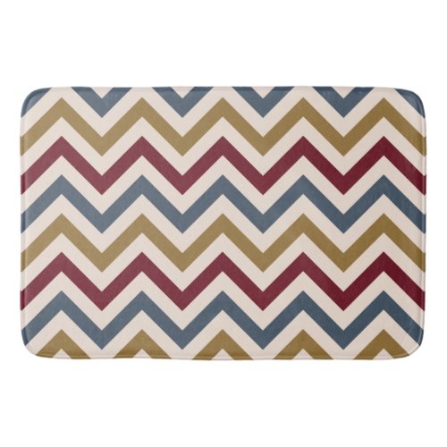 Zigzag Repeat Ptn Gold Red & Blue on Cream Bath Mats