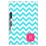 Zigzag Turquoise and Pink Custom Monogram Dry Erase Whiteboard