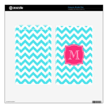 Zigzag Turquoise and Pink Custom Monogram Kindle Fire Decal