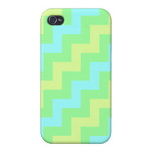 Zigzags diagonales de la verde menta, azules claro iPhone 4 protectores