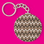 Zigzags on Brown Keychain