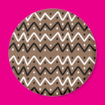 Zigzags on Brown Fridge Magnet