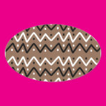 Zigzags on Brown Oval Stickers