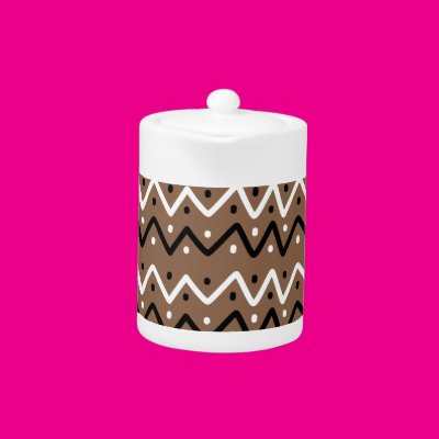 Zigzags on Brown Zazzle_teapot Zigzags on Brown Zazzle_teapot