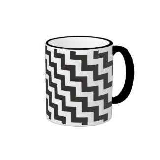 Zigzags Ringer Mug, Black and White Chevrons
