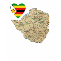 Zimbabwe Flag Heart and Map T-Shirt by FlagAndMap Zimbabwe Flag Heart and Map T-Shirt