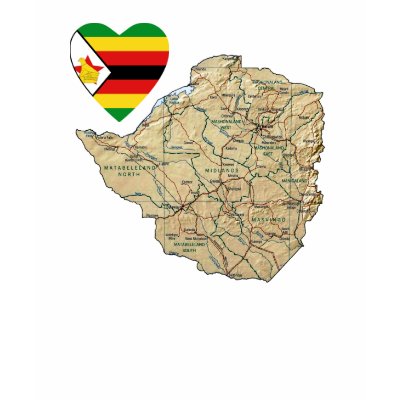 Map Of Zimbabwe. Zimbabwe Flag Heart and Map