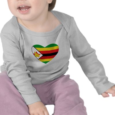 Zimbabwe Flag Heart T-Shirt by FlagAndMap