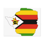 Zimbabwe flag map postcards