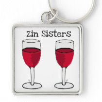 ZIN SISTERS TWIN WINE GLASS PRINT by jill Key Chain