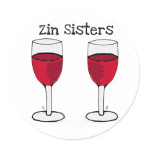ZIN SISTERS TWIN WINE GLASS PRINT by jill Sticker