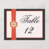 Zingy Tangerine Tango and Grey Table Numers postcard
