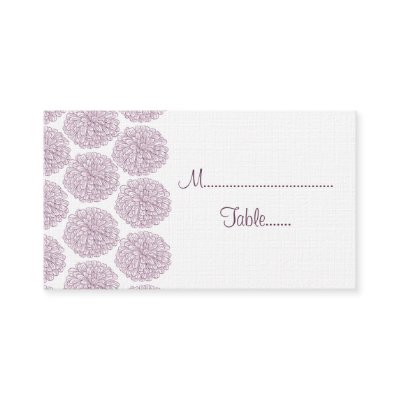 Zinnia Border Wedding Place Card, Purple Business Card Template