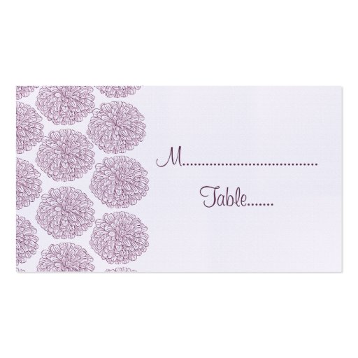 Zinnia Border Wedding Place Card, Purple Business Card Template (front side)