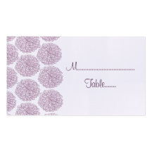 Zinnia Border Wedding Place Card, Purple Business Card Template