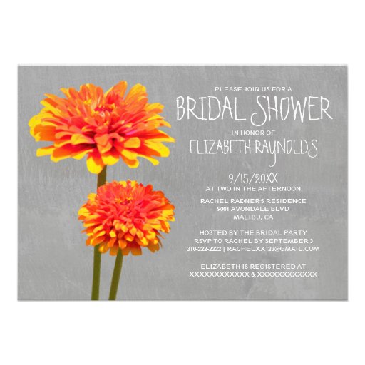 Zinnia Bridal Shower Invitations