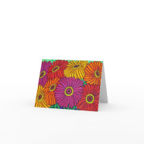 Zinnia Fiesta "Floral Crop" Note/Greeting Card by LisaLorenzPaintings Zinnia Fiesta "Floral Crop" Note/Greeting Card