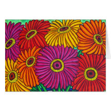 Zinnia Fiesta "Floral Crop"  Note/Greeting Card