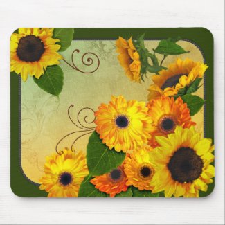 Zinnias and Sunflowers mouse pad mousepad