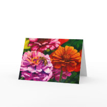 Zinnias with worker bee c cards by LaureFCarlisle Zinnias with worker bee c cards
