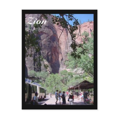 Zion shuttle Postcard by sumiko