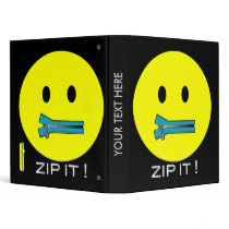 'zip it'    SMILEY FACE BINDER