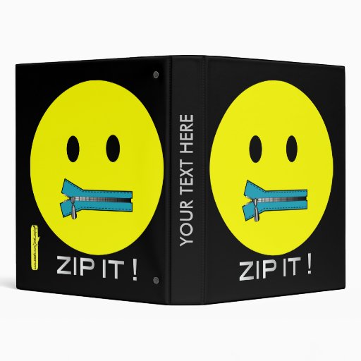 'zip it' SMILEY FACE BINDER Zazzle