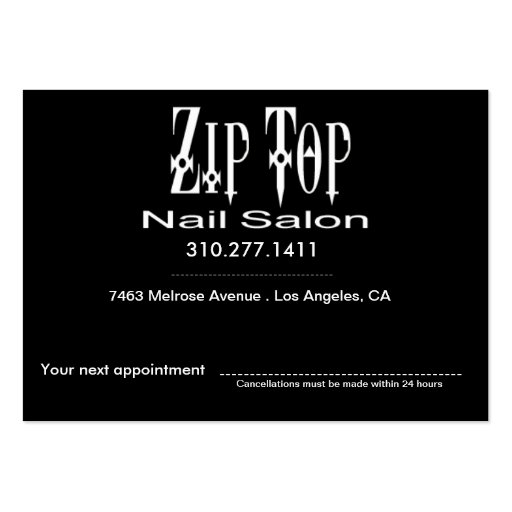 Zip It Up Business Card template (salon) (back side)