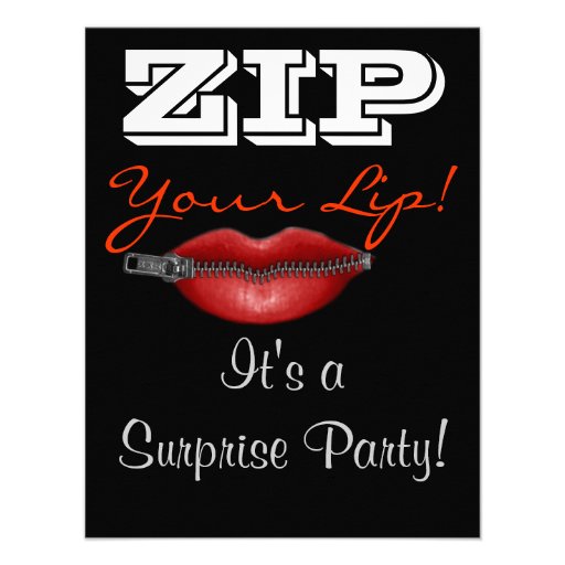 ZIP your lip surprise party invite