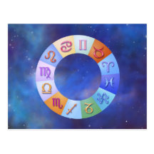 Zodiac Aqua Ring in Space Post Cards