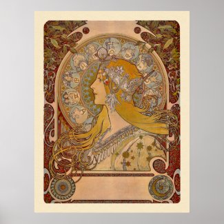 Zodiac by Alphonse Mucha Print print