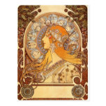 Zodiac by Mucha Post Card
